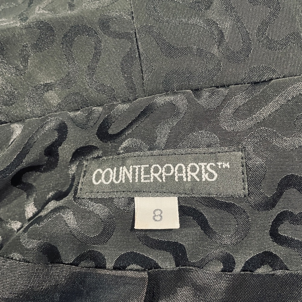 Vintage 80s Counterparts Black Satin Jacquard Evening Jacket Shawl Collar 8 - Picture 6 of 11